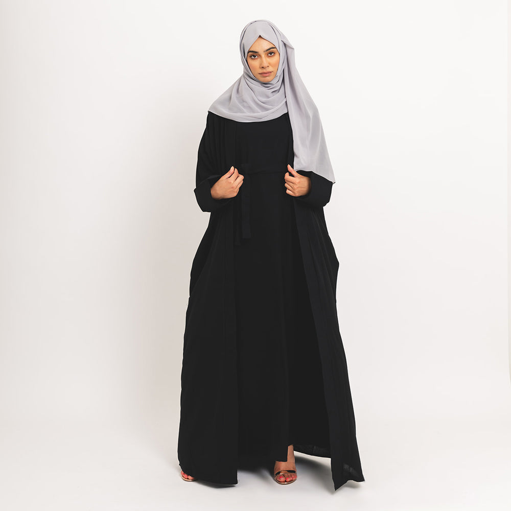 Kimono formel noir 2 pièces avec robe nuisette