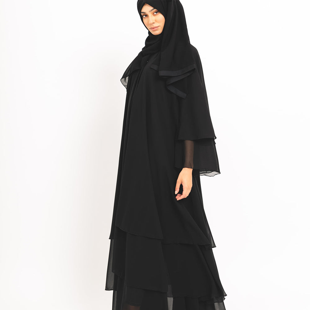 Abaya évasée noire
